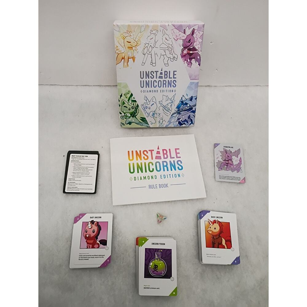 Unstable Unicorns Diamond Edition Deluxe Strategy Card Game Open Box Complete